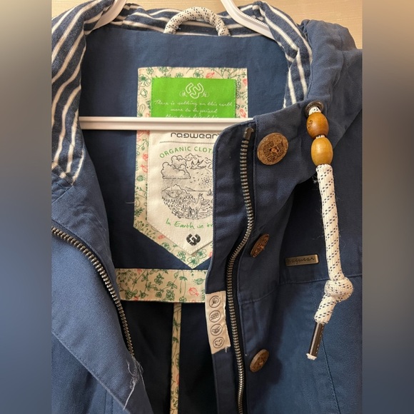 Ragwear Women’s Blue Jacket Size Small Eco Friendly  Wooden Buttons - Picture 5 of 11